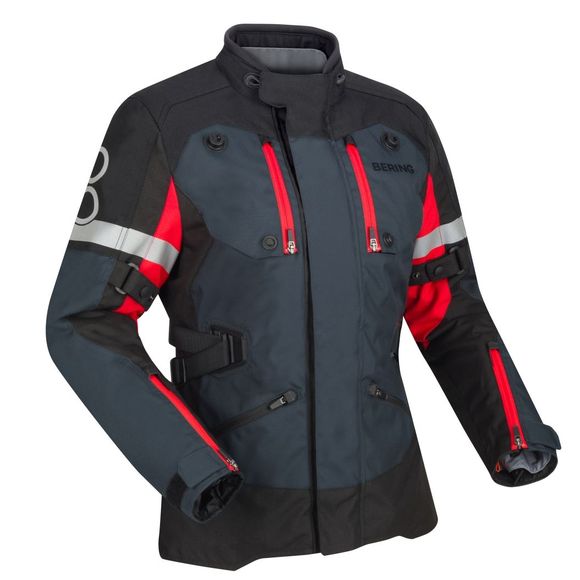 Veste Moto Bering LADY HALIFAX - Gris / RougeRef : BR1634