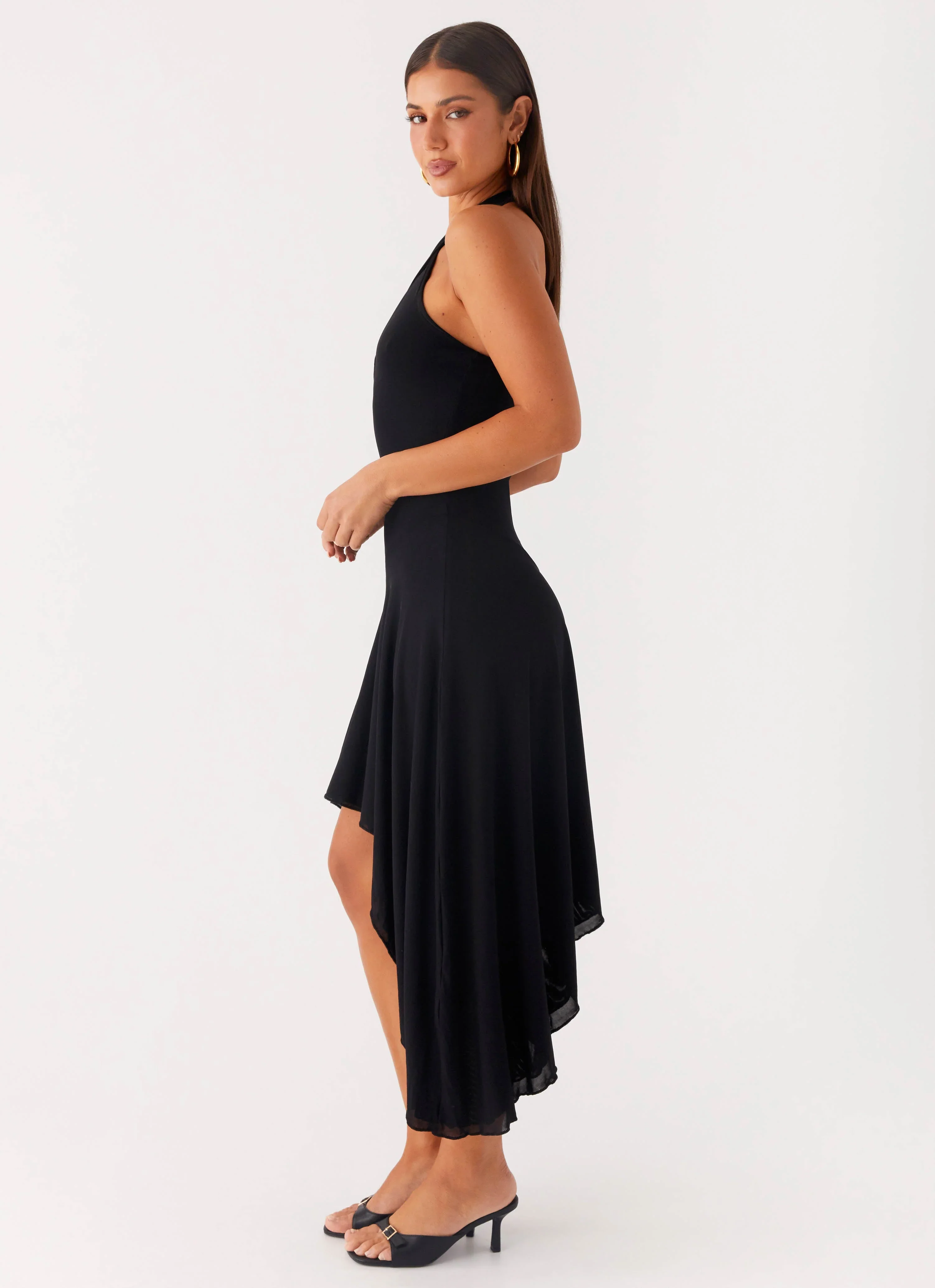 Velvet Sky Midi Dress - Black