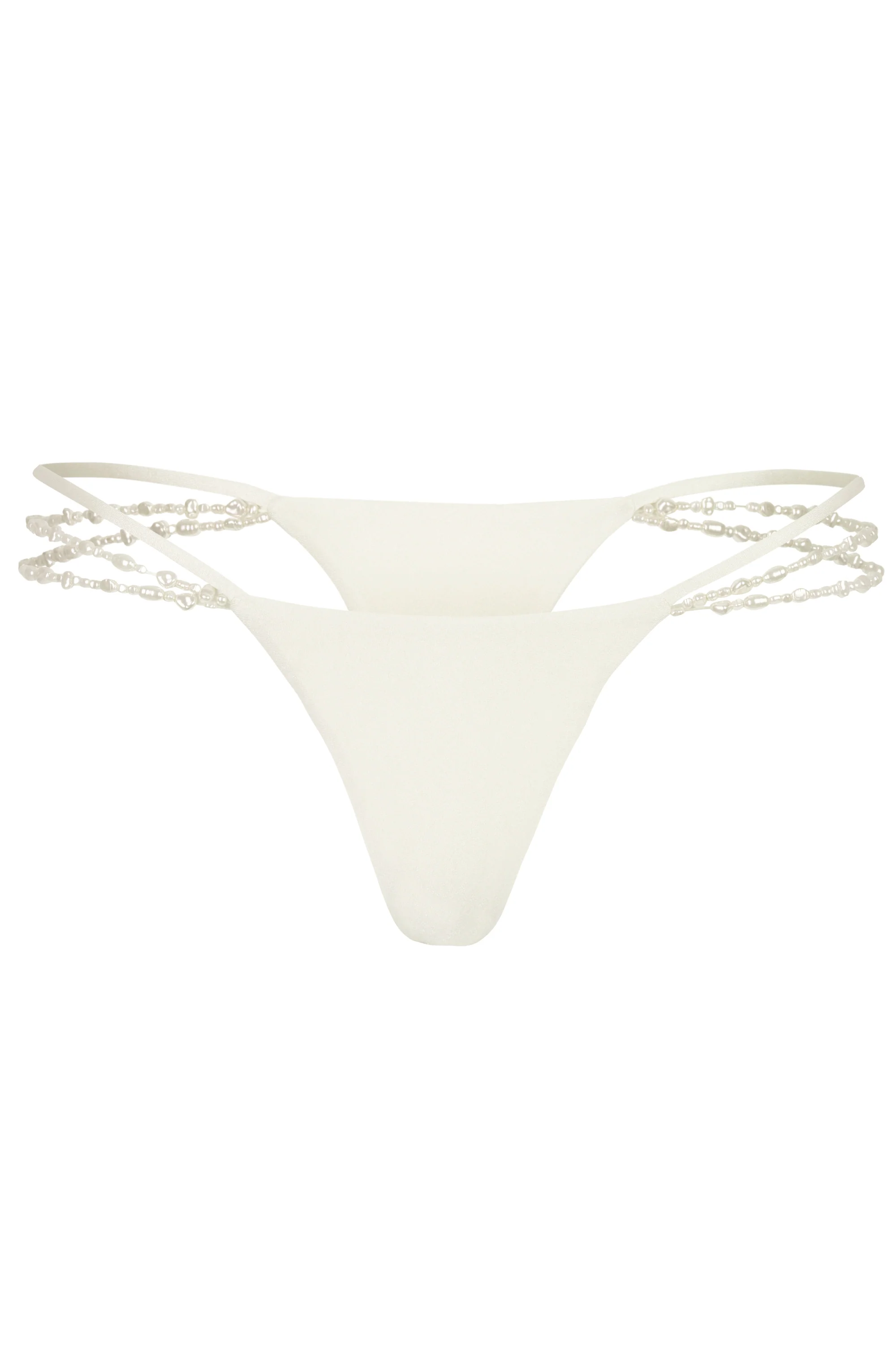 Multi-Strap Cheeky Bikini Bottoms  in Pearl