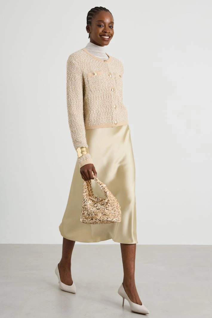 Satin midi skirt - GOLD