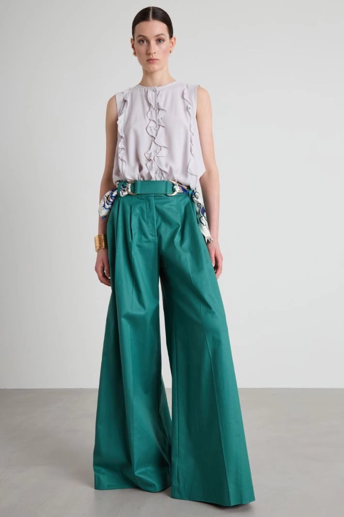 Frilled top - PEARL GREY