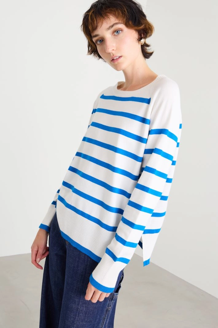 Viscose blend sweater - WHITE BLUE