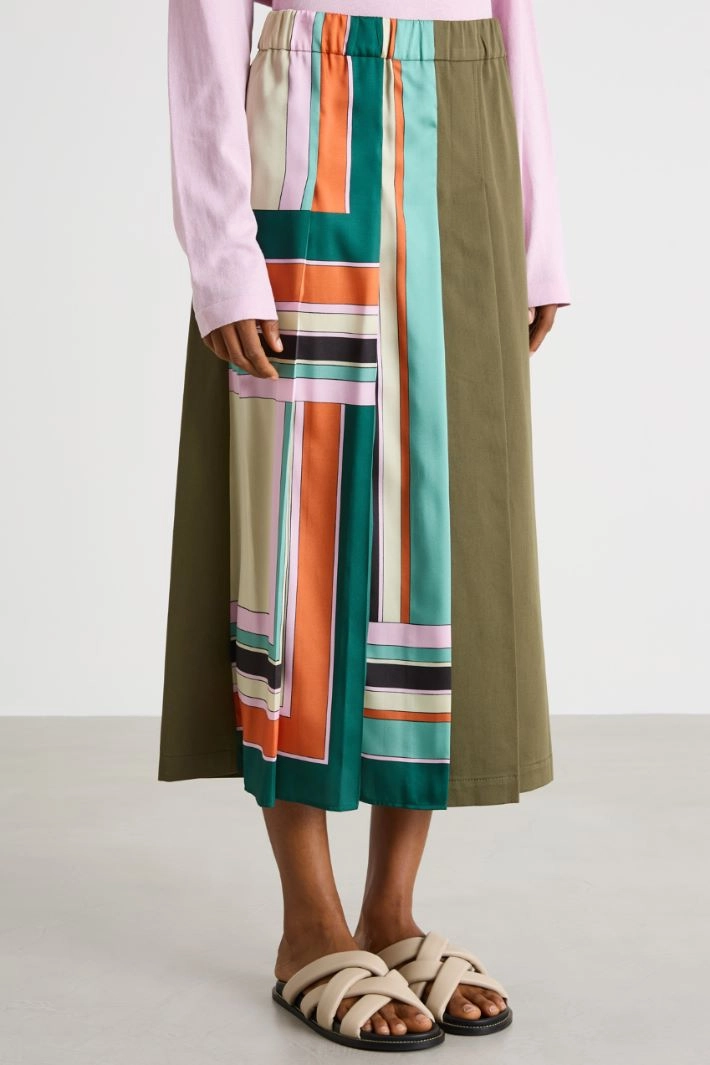 Printed twill skirt - GREEN