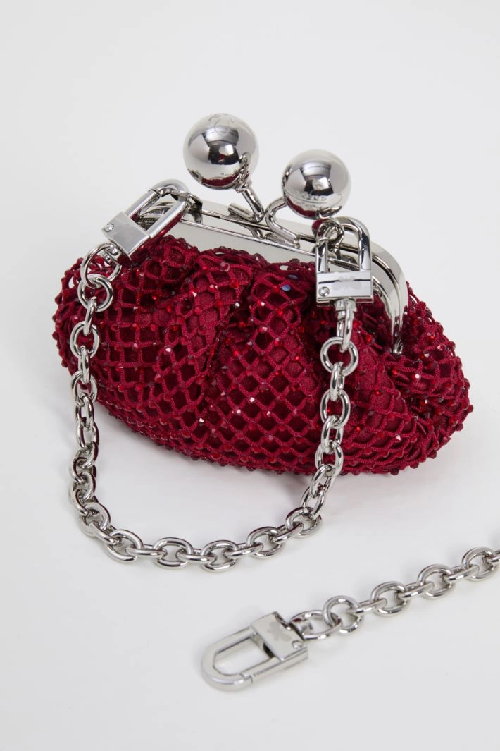 Mini bag in mesh and rhinestones - RUBY RED