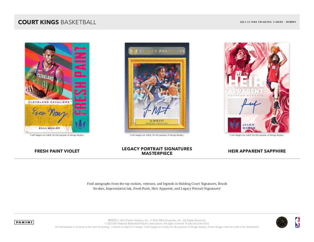 2021/22 Panini Court Kings Basketball Hobby Box NBA