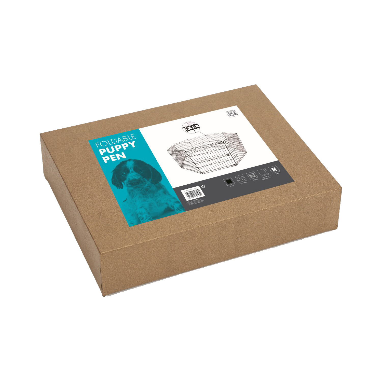 M-Pets Foldable Puppy Run - S - Black - 8 x (62 x 66 cm)