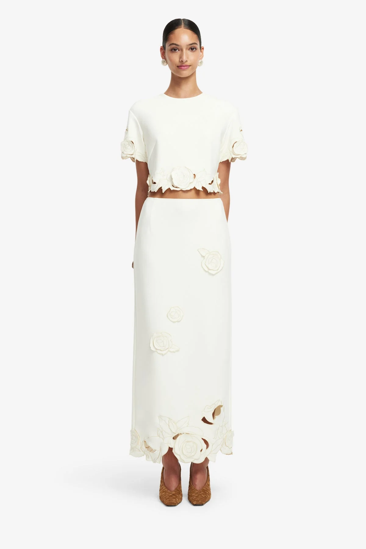 Kyra Appliqué Maxi Skirt - Vanilla