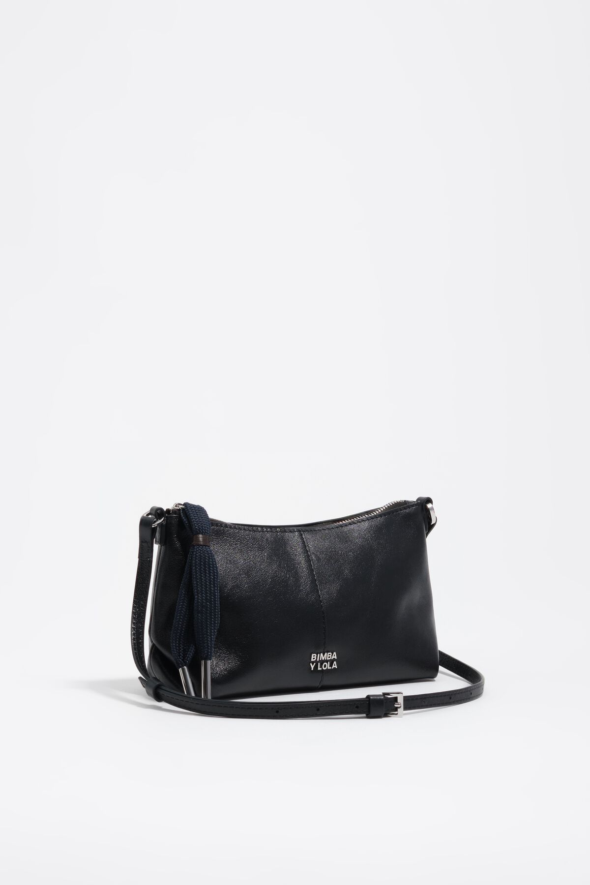 Black leather mini crossbody bag