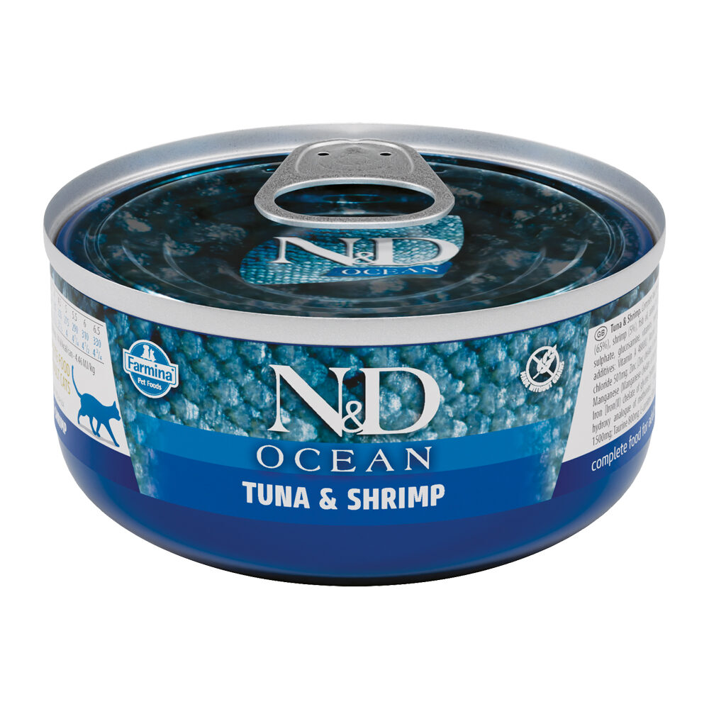Farmina N&D Ocean Adult Wet Food - Tuna & Shrimp - 24 x 70 g