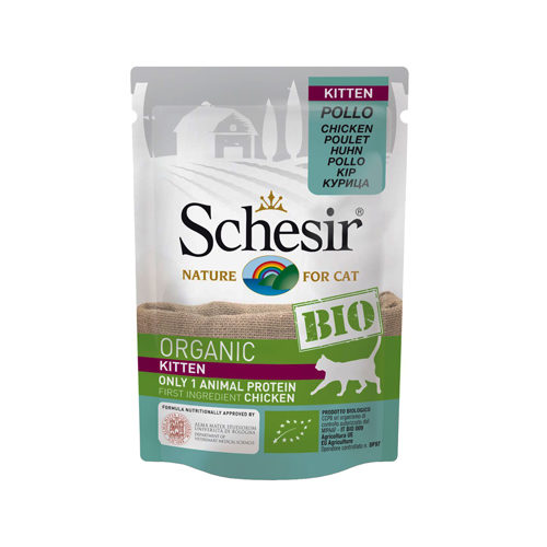 Schesir Organic Kitten Bio - Chicken - 16 x 85g Meal Pouches