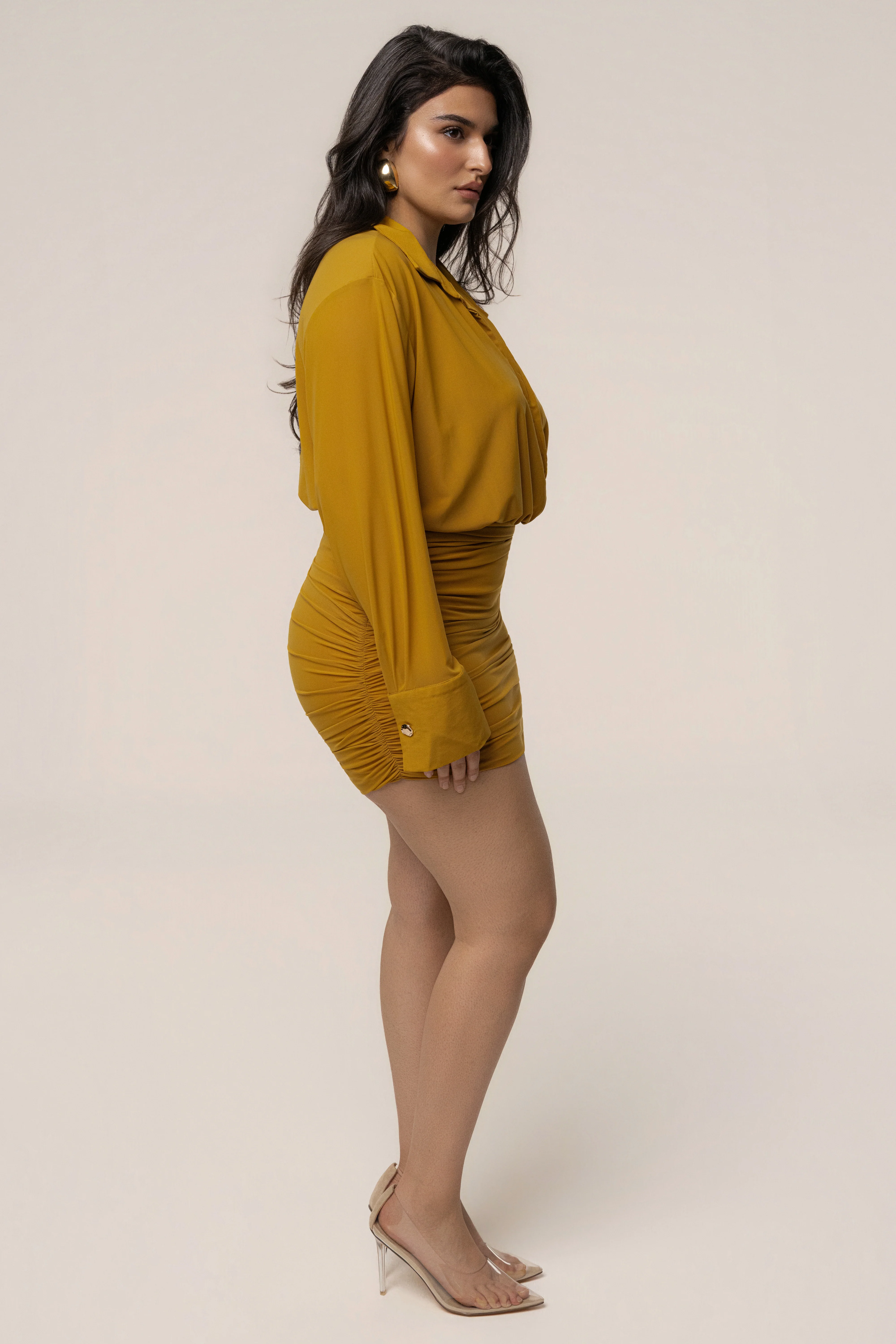 Lime Leah Plunge Mini Dress