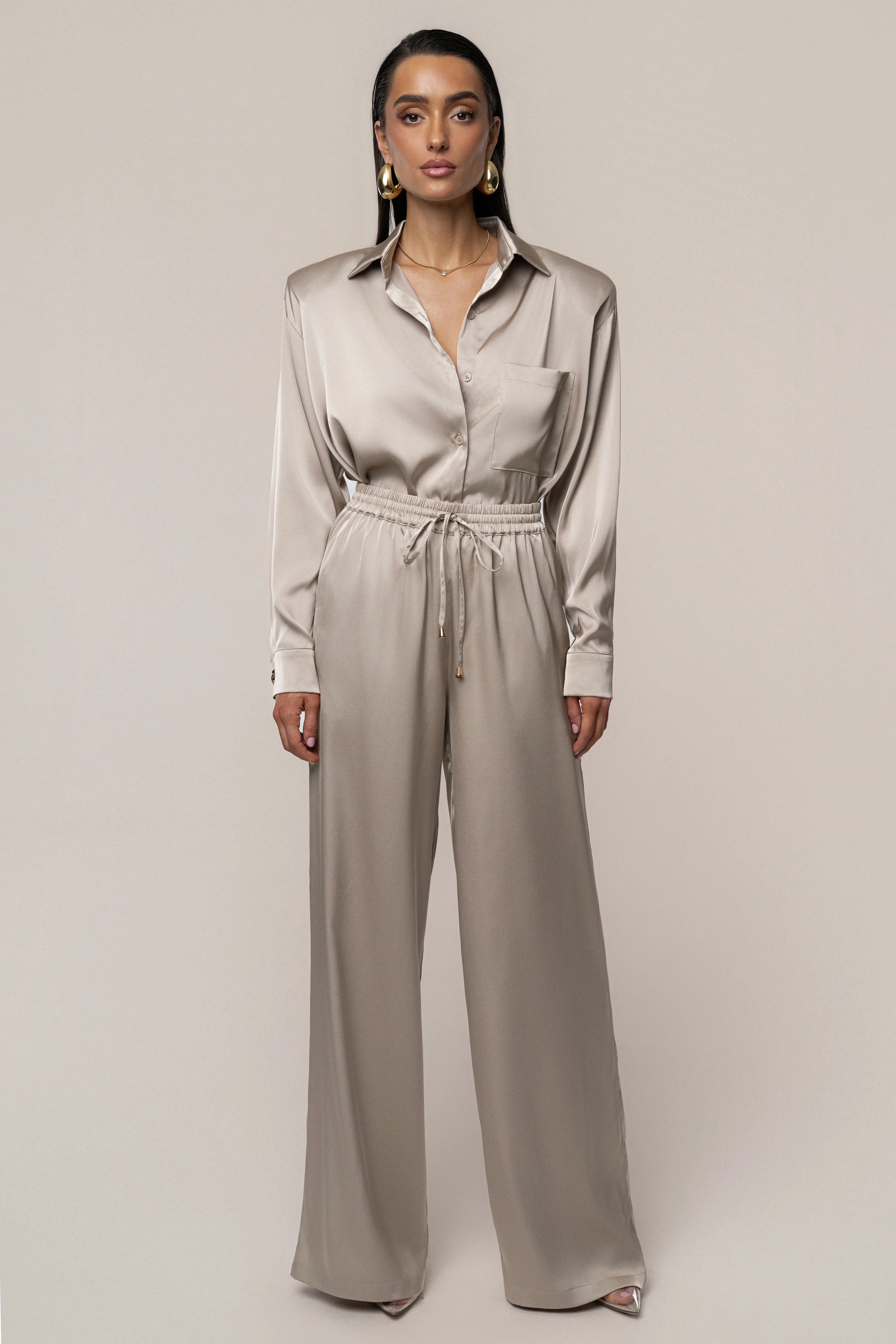 Beige Sunny Day Drawstring Pants