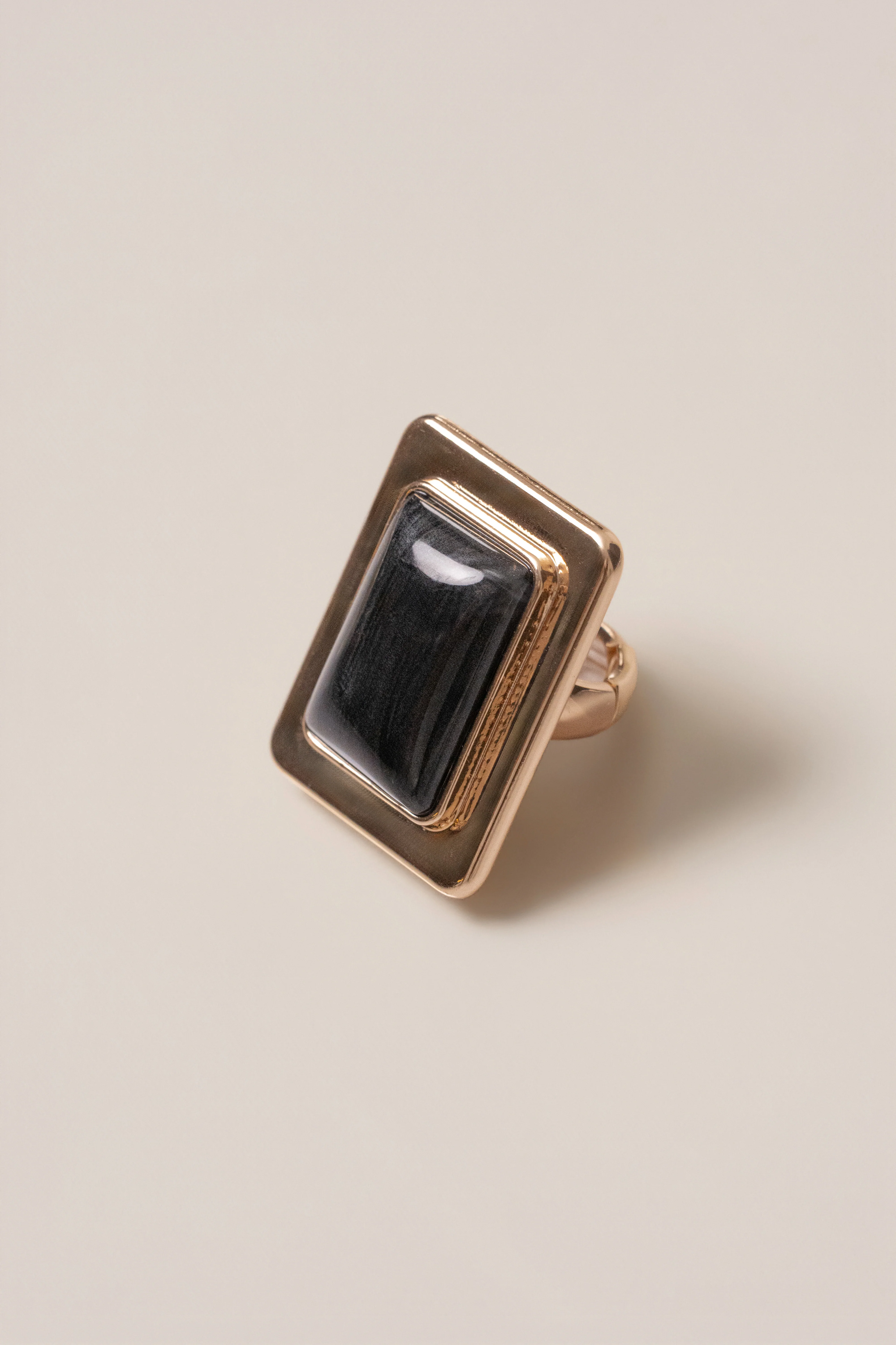 Black Polished Frame Ring