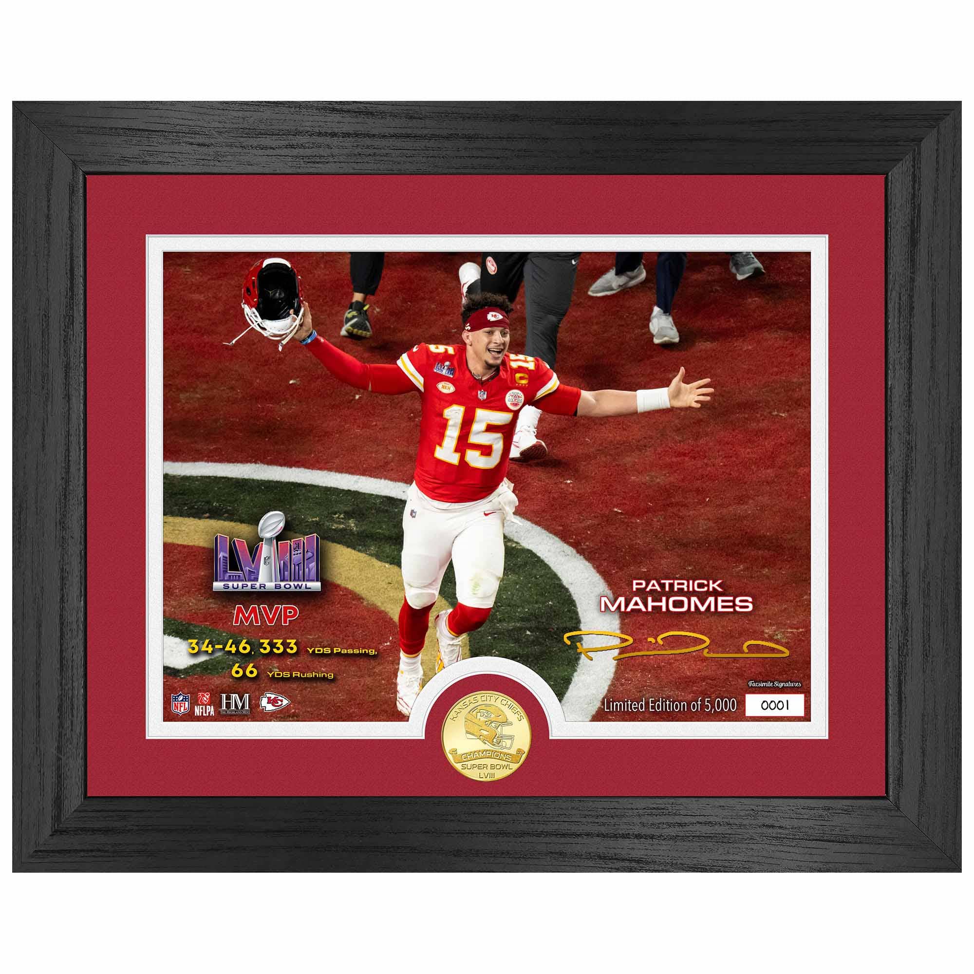Patrick Mahomes Super Bowl LVIII MVP Bronze Coin Framed NFL Photo