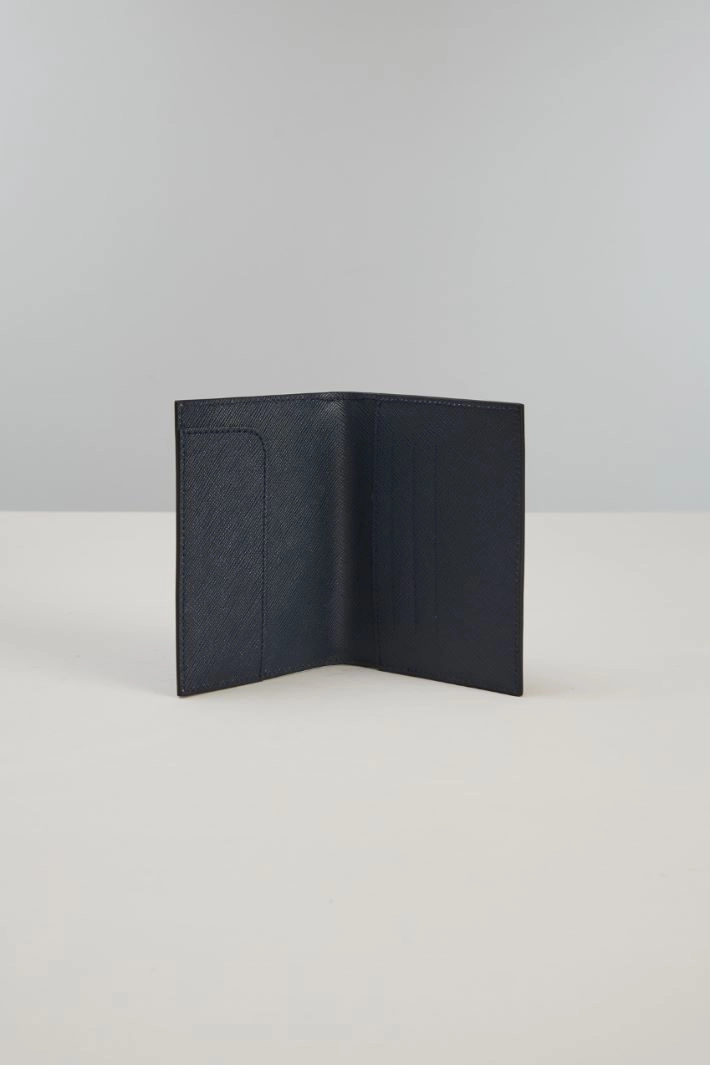 Saffiano effect card holder - NIGHT BLUE GOLD