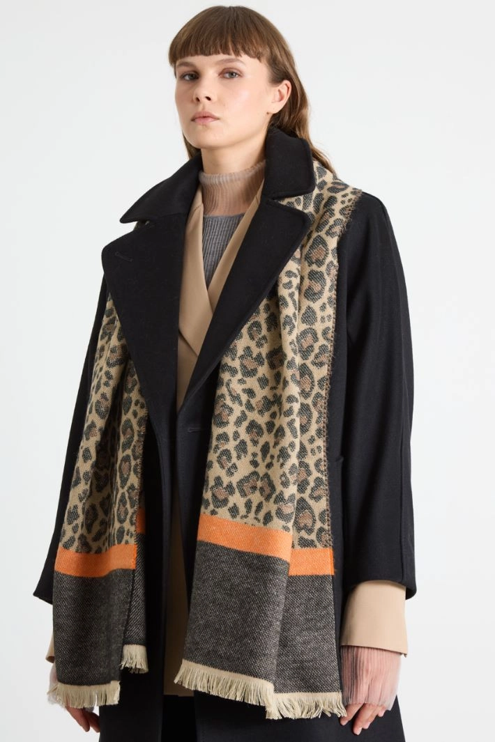Animal-print stole - BEIGE ORANGE BLACK