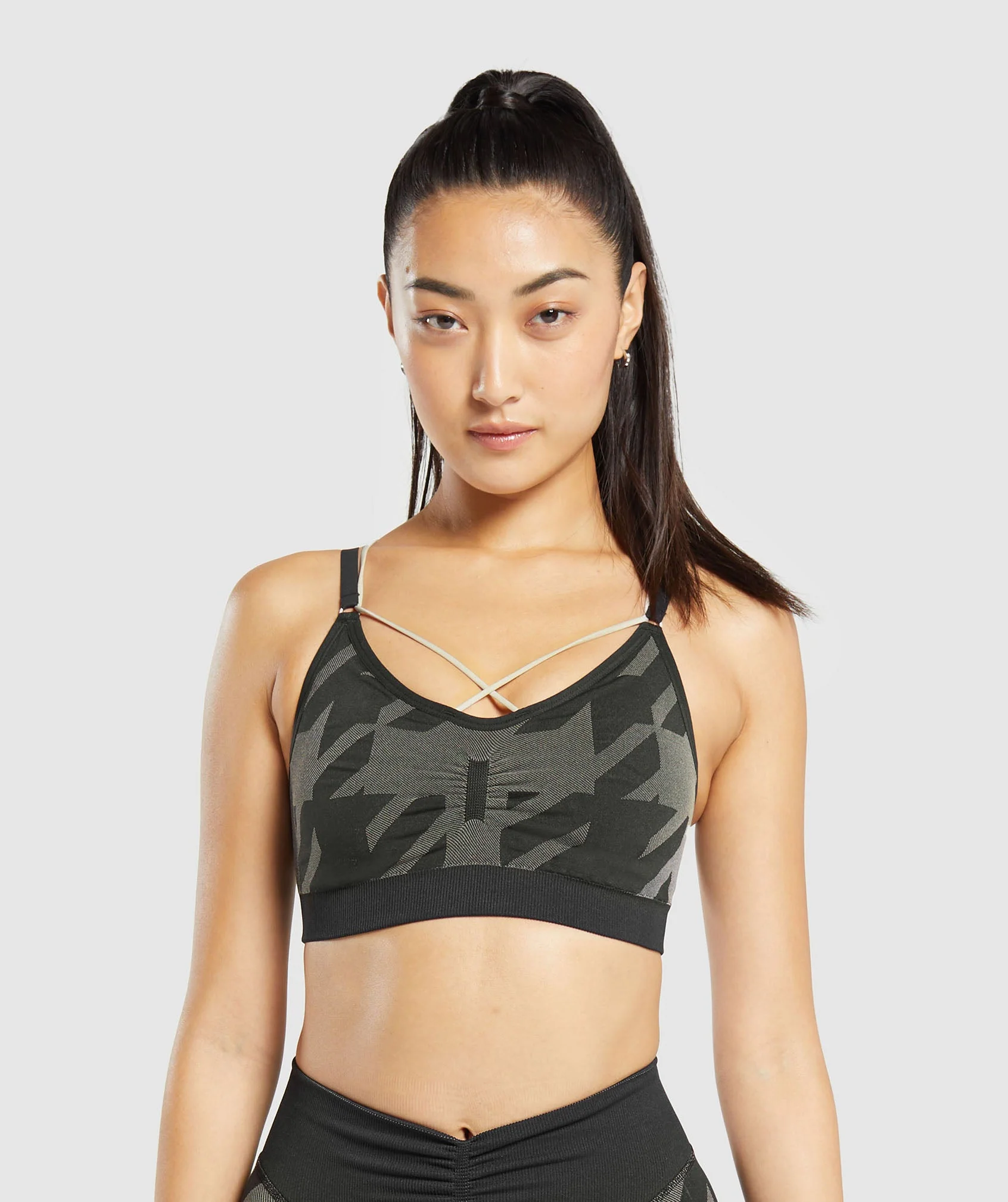 Apex Limit Seamless Ruched Sports Bra Black/Washed Stone Brown