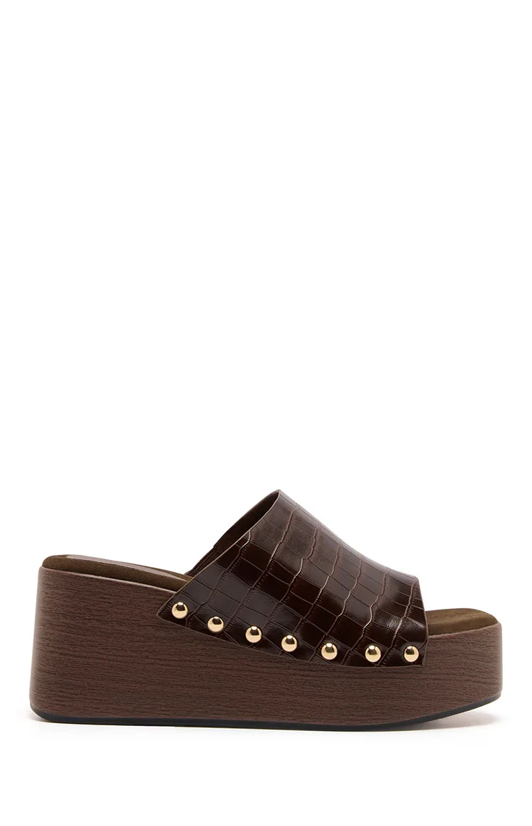 Therapy Imani Chocolate PU Croc Wedge