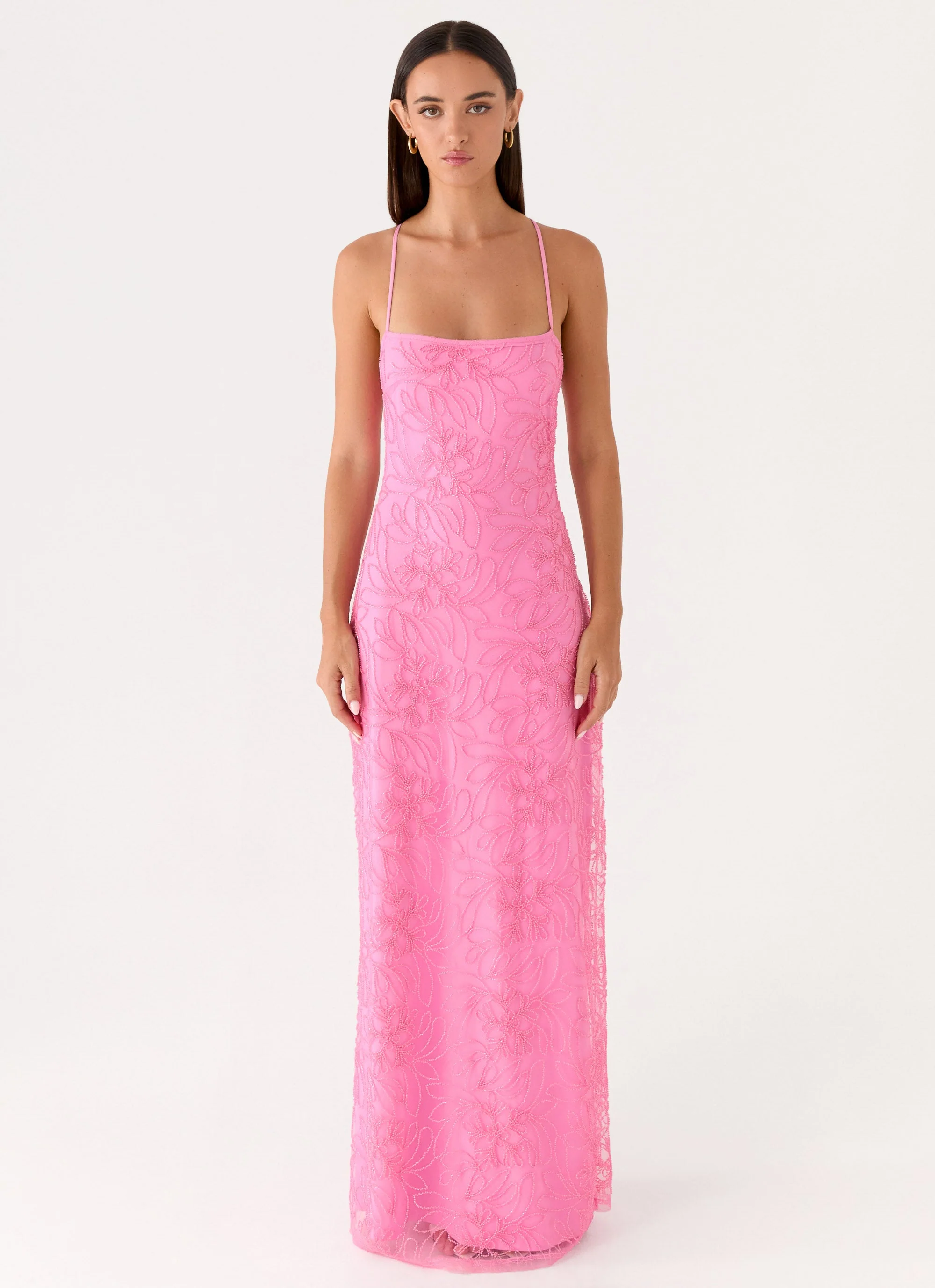 Wonyoung Beaded Maxi Dress - Pink
