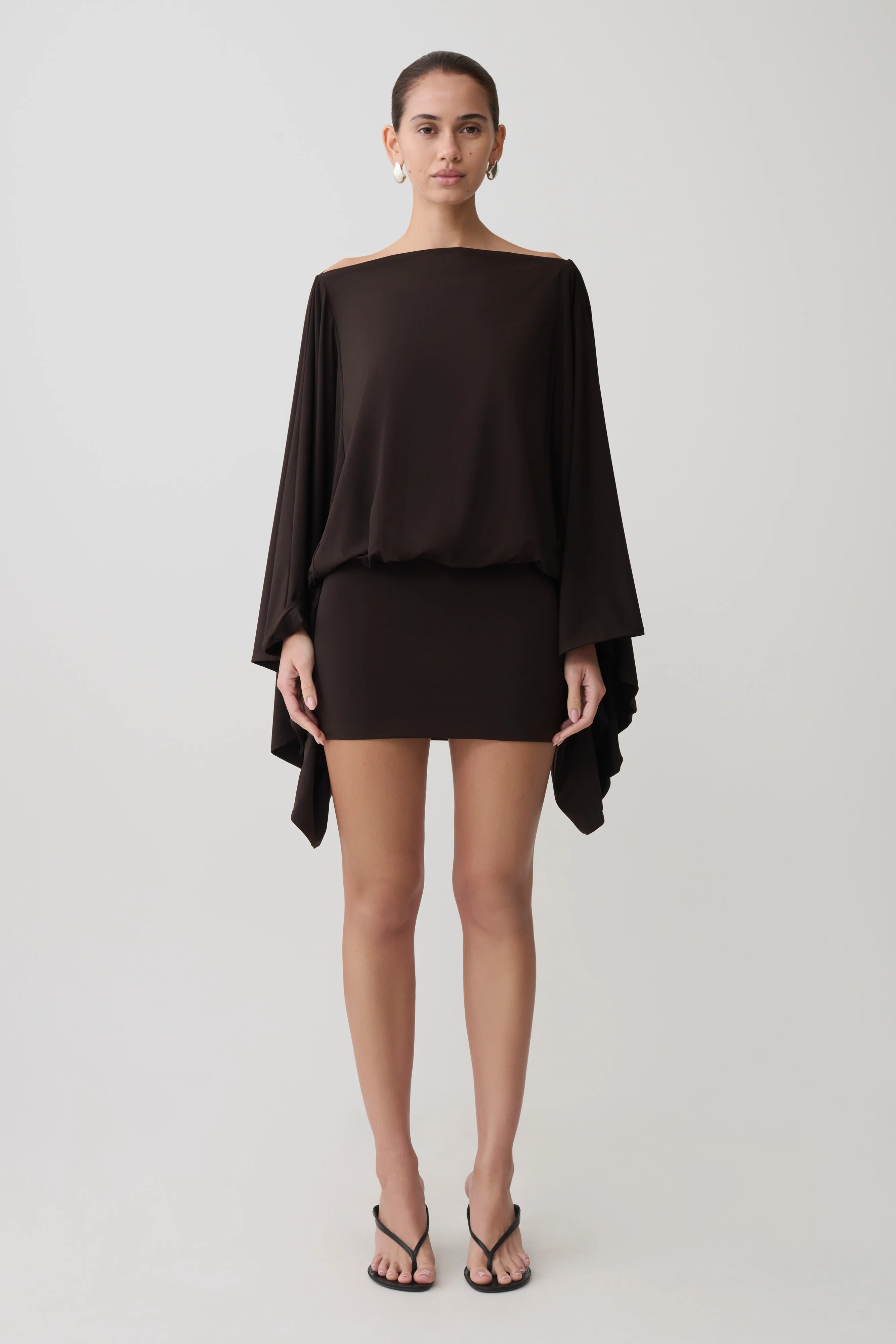 Jessy Draped Mini Dress - Dark Chocolate