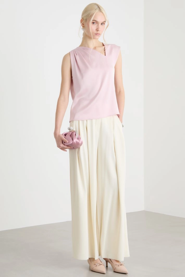 Asymmetric satin top - PINK