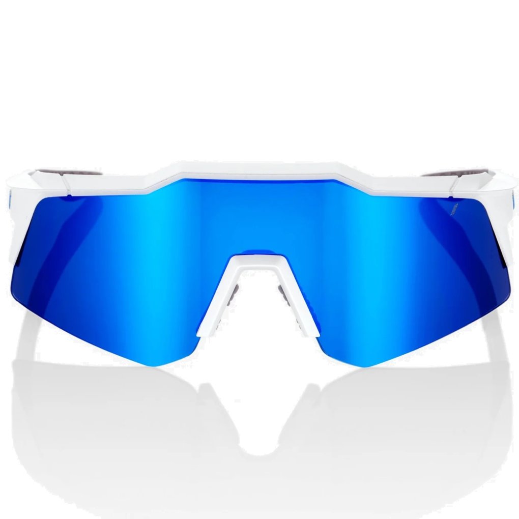 100% Speedcraft XS Glasses - Matte White - Blue Multilayer Mirror | Clear
