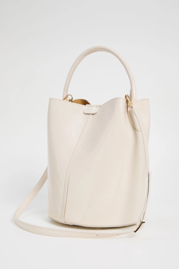 Bucket bag with patent finish - IVORY
