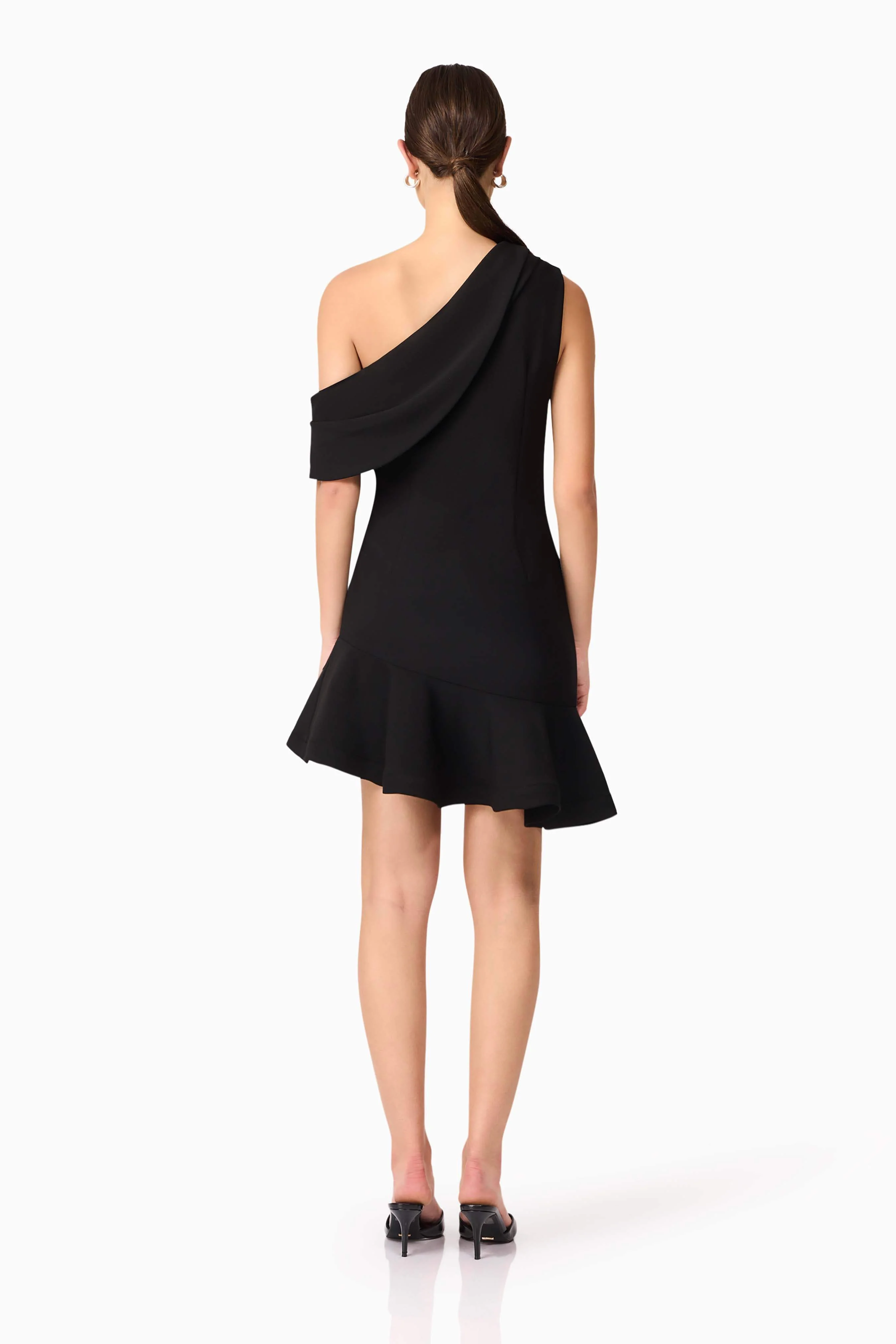 Ava Asymmetrical Mini Dress in Black