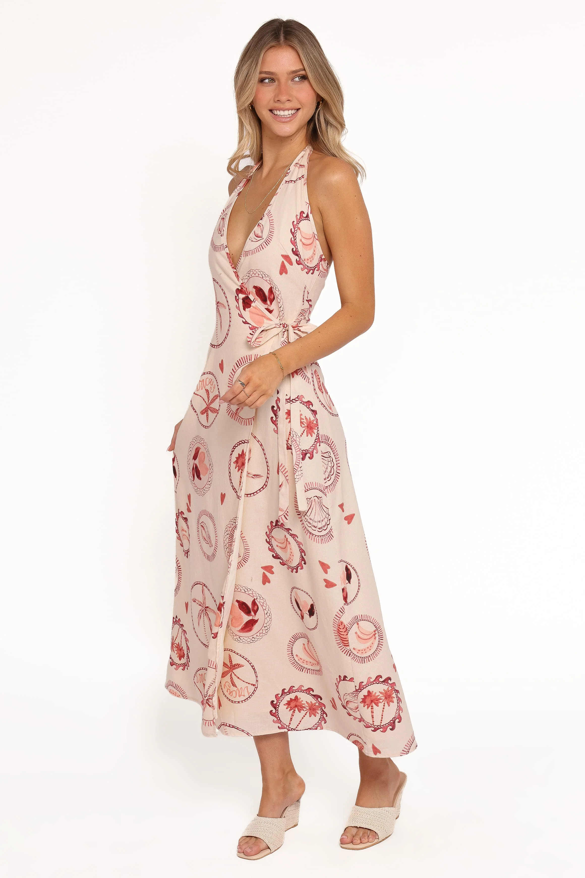 Sierra Wrap Midi Dress - Vacay Print