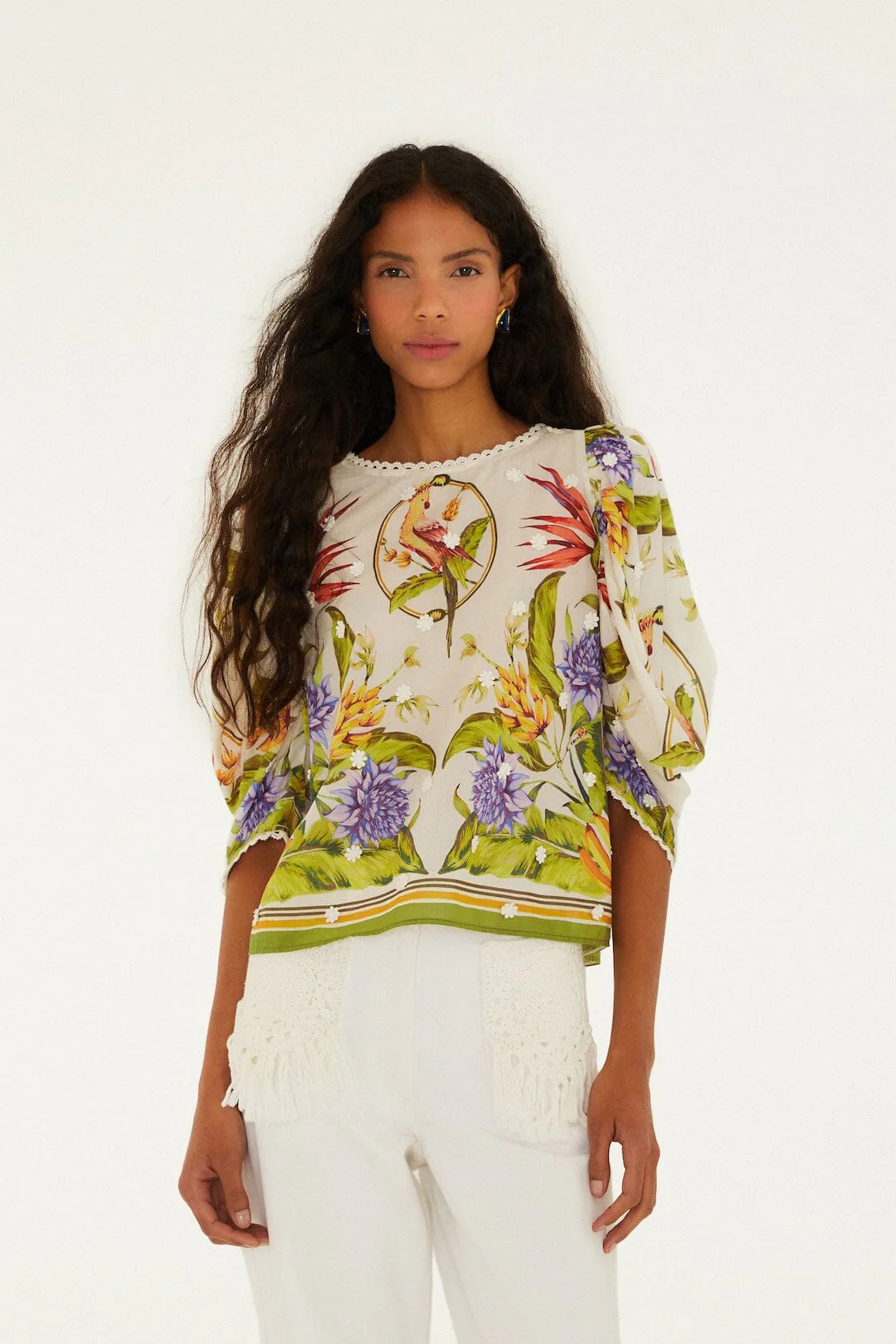 Sand Tropical Scarf Blouse