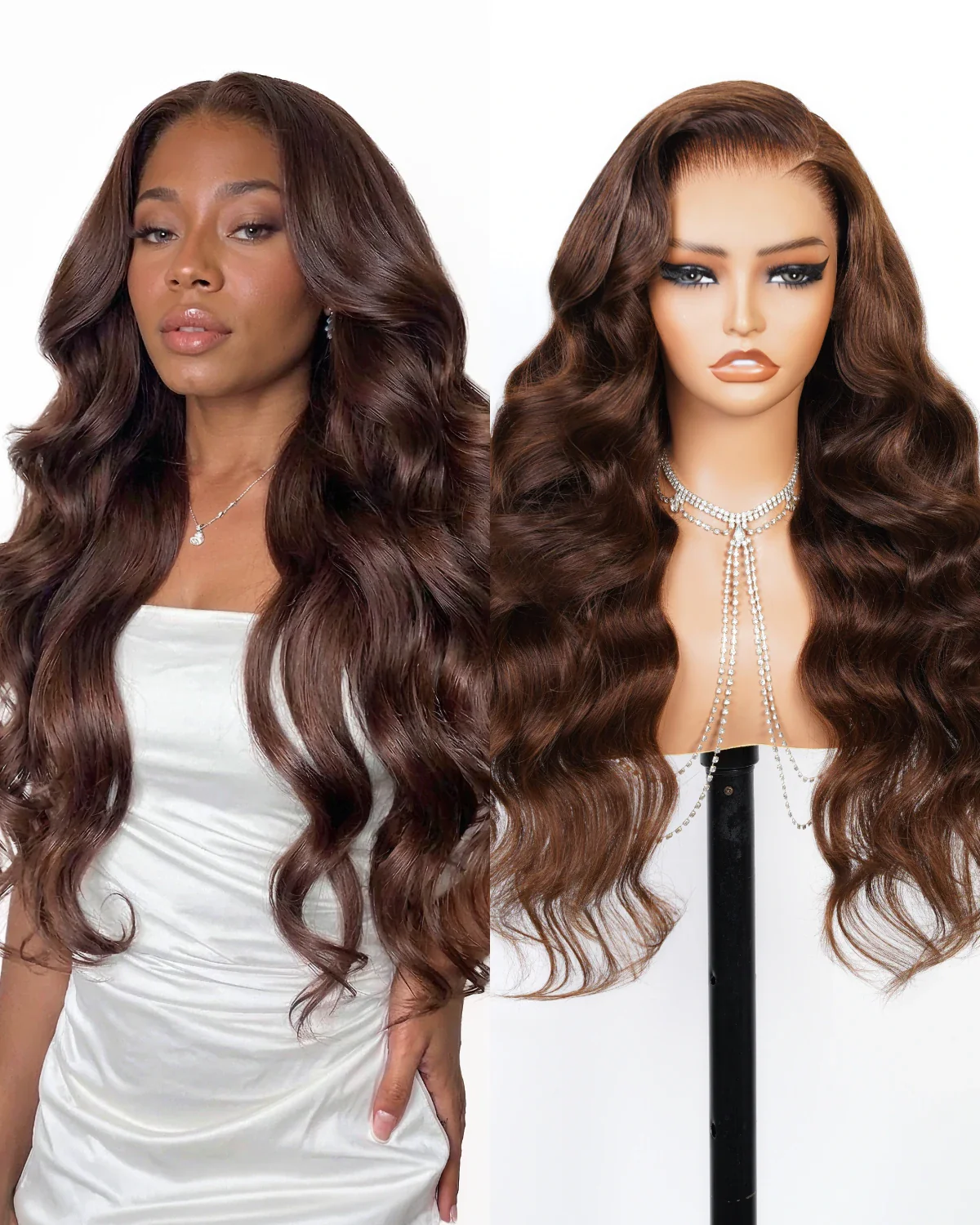 Ophirawig13x6 HD Lace Chocolate Brown Glueless Wig Body Wave With Drawstring 100% Human Hair Wig