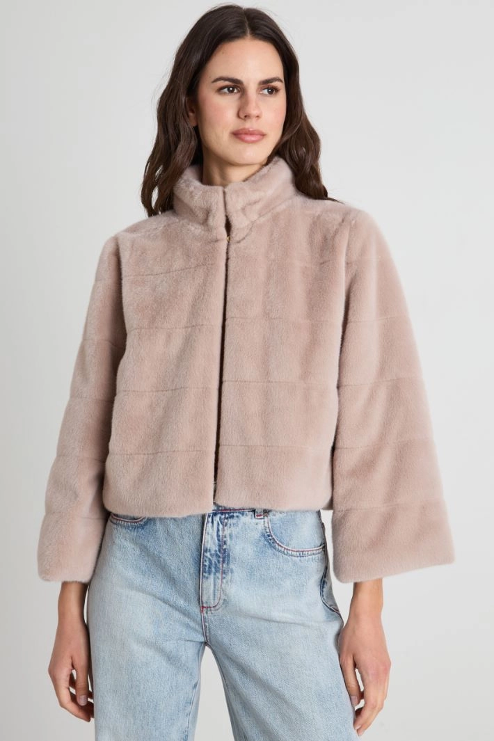 Jacket in soft and warm fabric - SAND