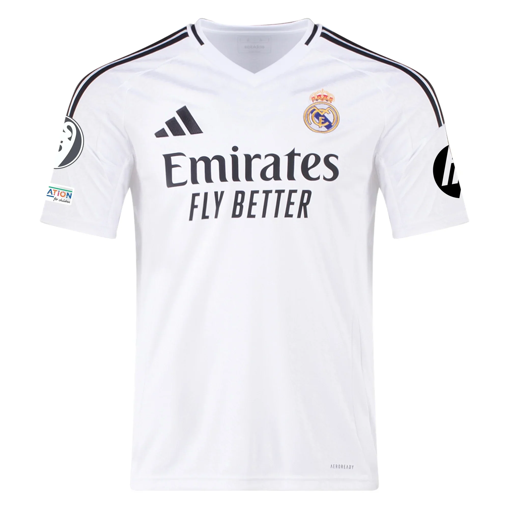 Real Madrid Home Jersey 24/25 w/ Champions League Patches (White/Black)