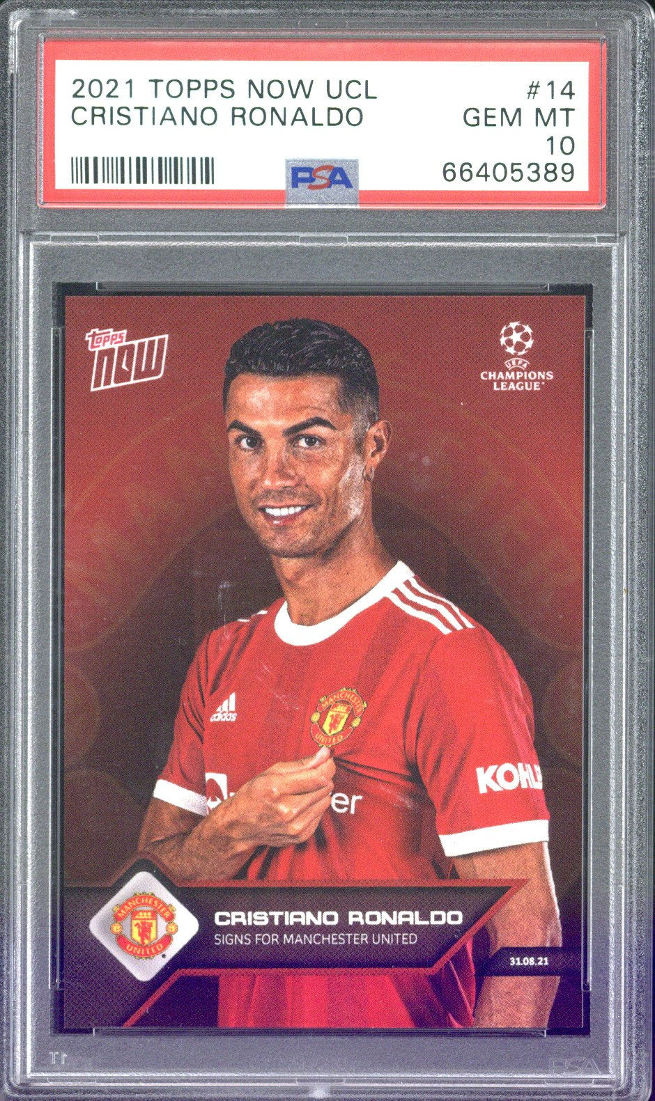 2021 Topps Now UCL Cristiano Ronaldo #14 PSA 10