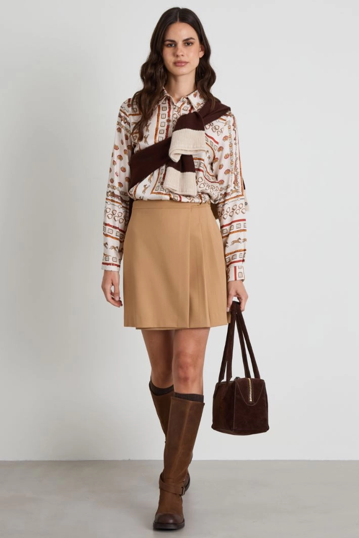 Faux wrap skirt - CAMEL