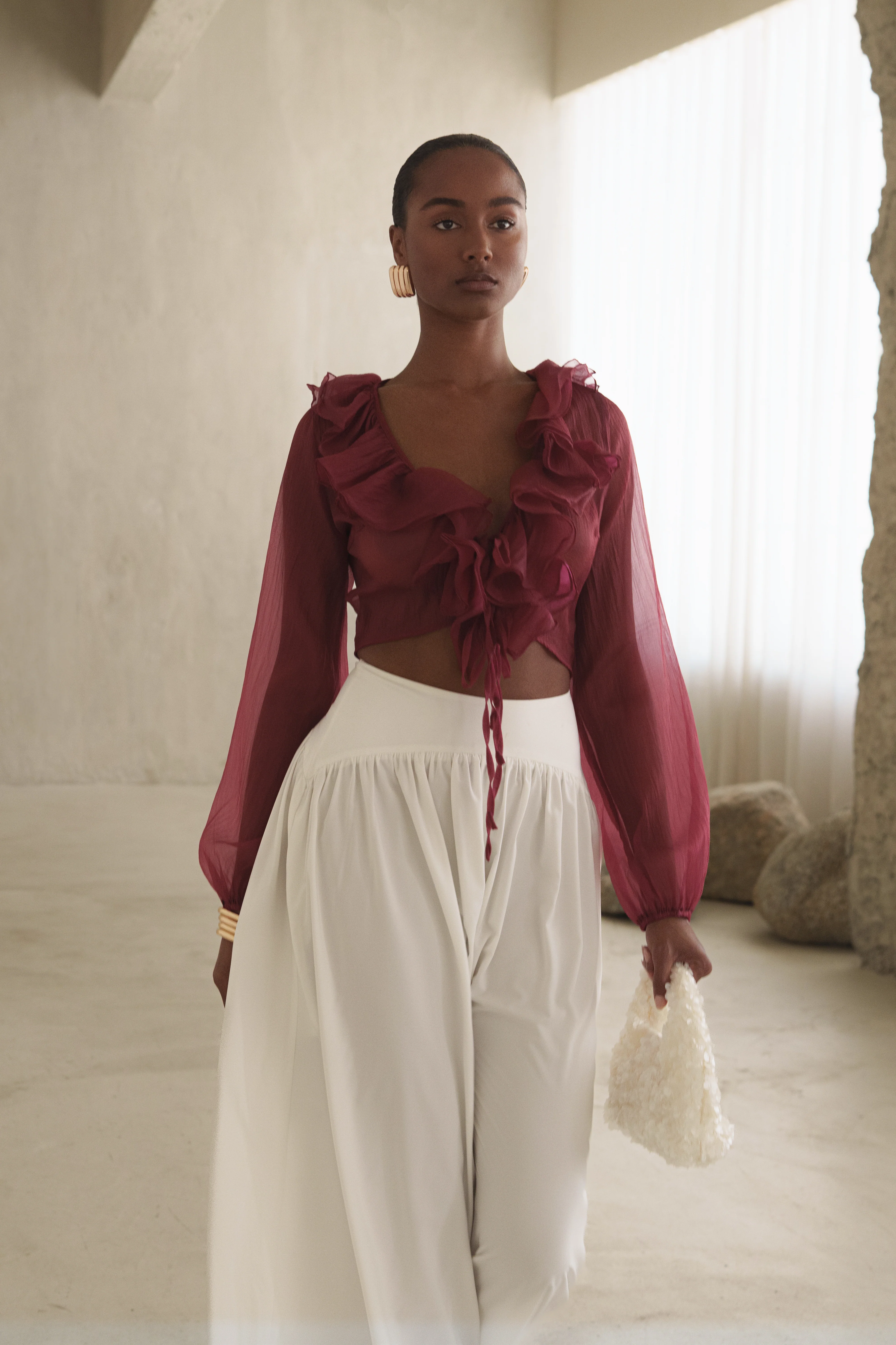 Berry Delilah Ruffled Top