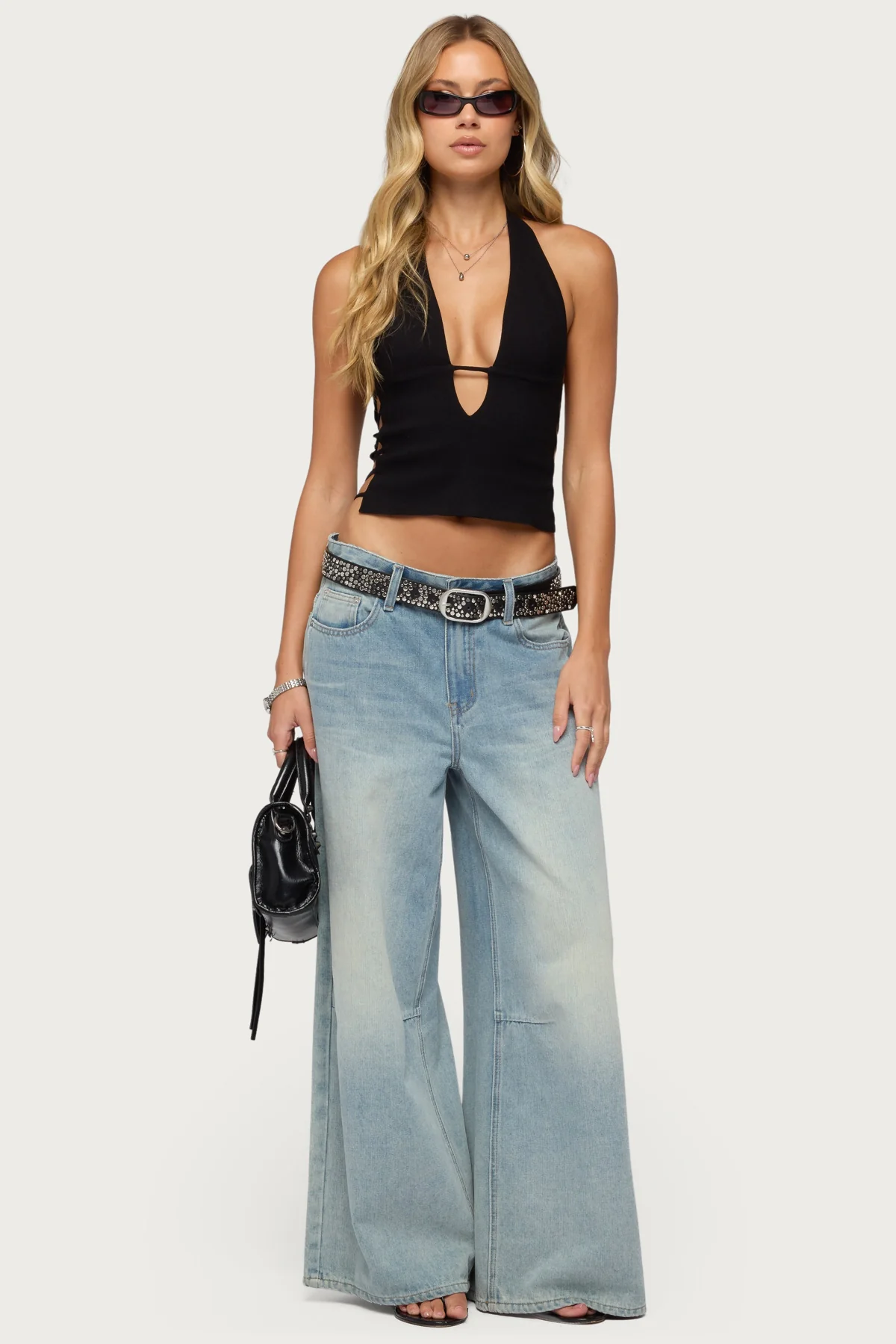Aneera Cutout Plunging Halter Top