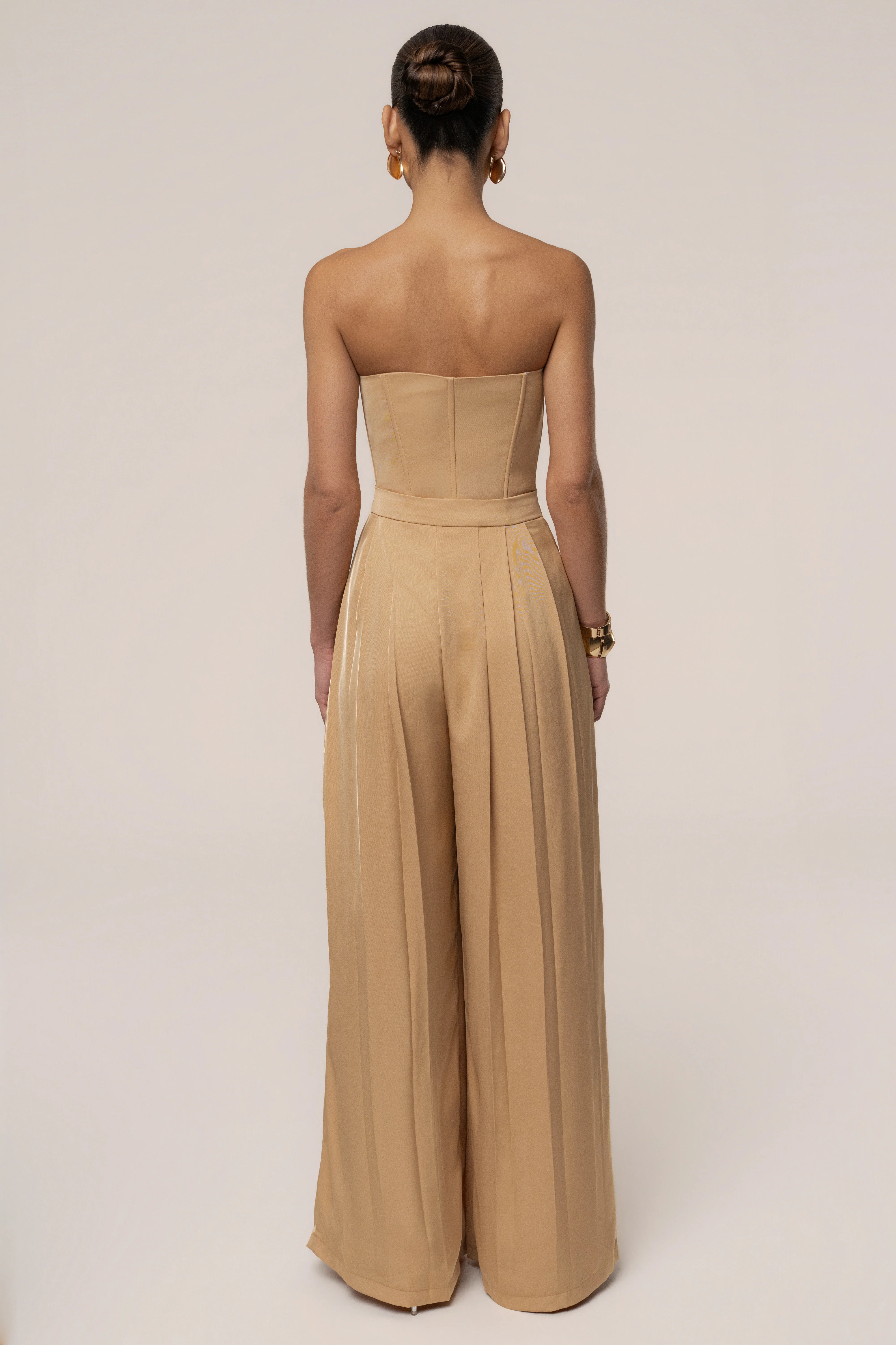 Beige Viv Satin Bustier Top