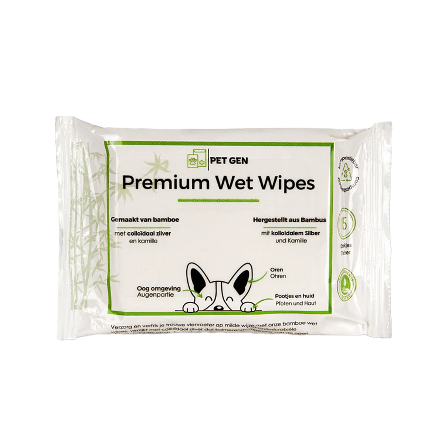 TraumaPet Premium Wet Wipes - 15 wipes