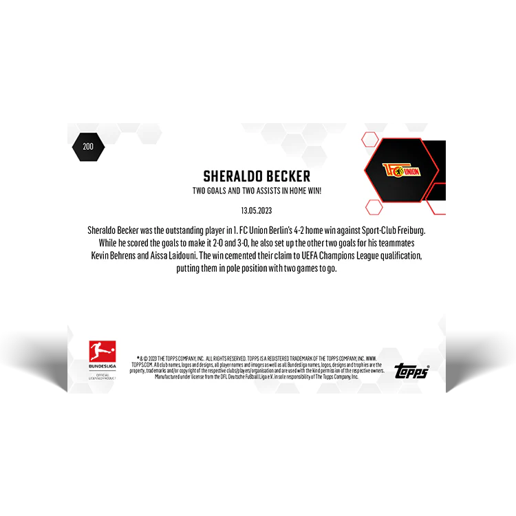 Topps UK - Two goals and two assists in home win! - Bundesliga TOPPS NOW® Card #200