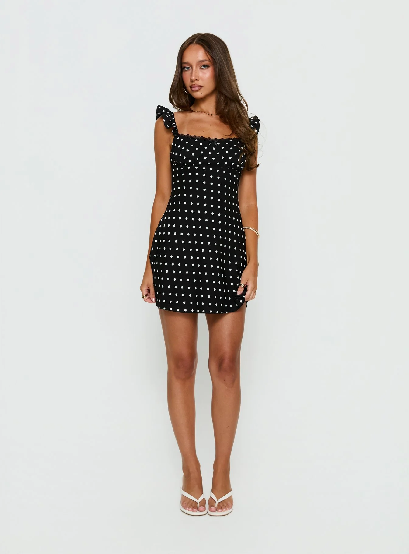Beacall Mini Dress Black Polka Dot