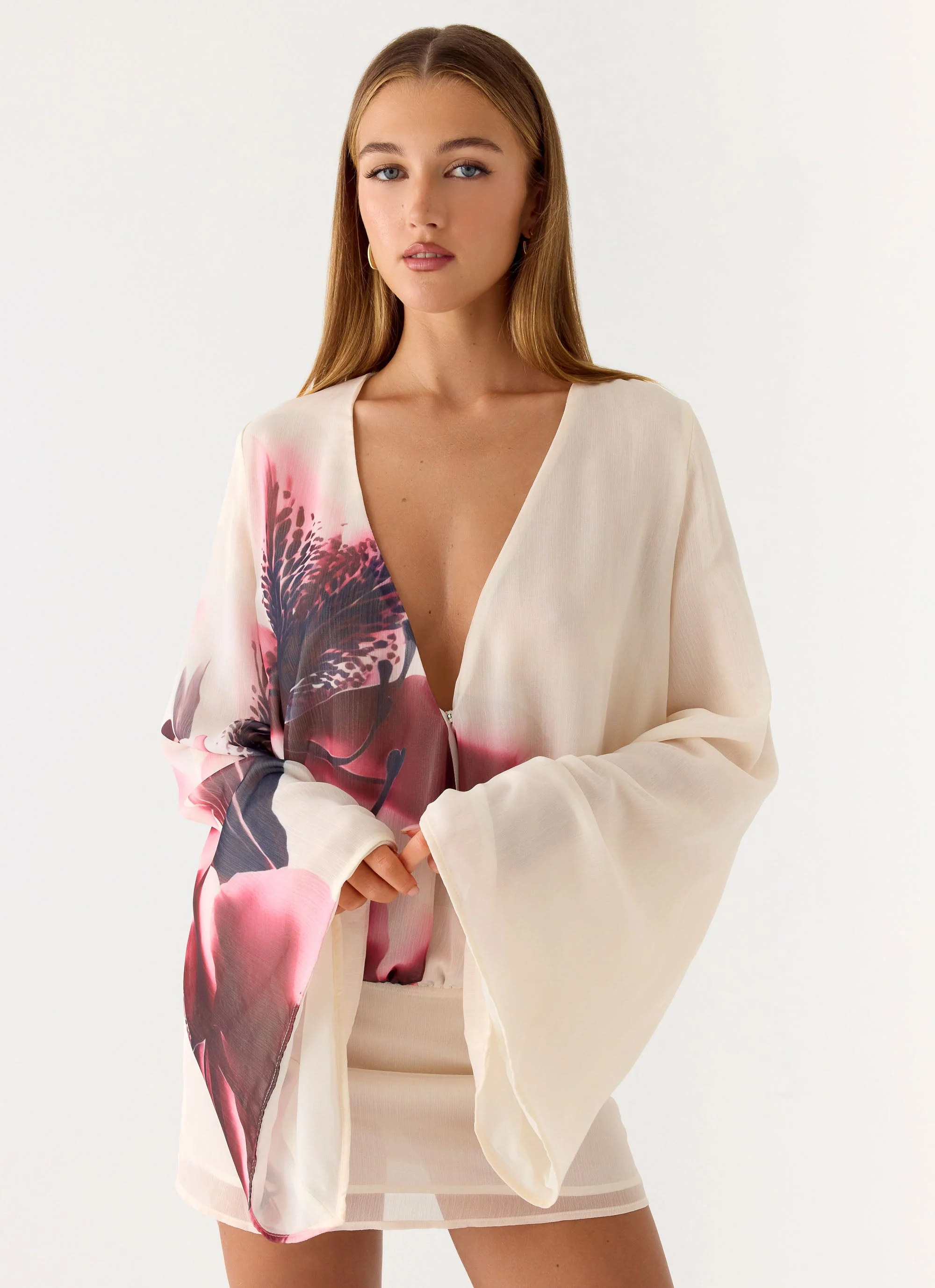 Junia Long Sleeve Mini Dress - Velvet Bloom