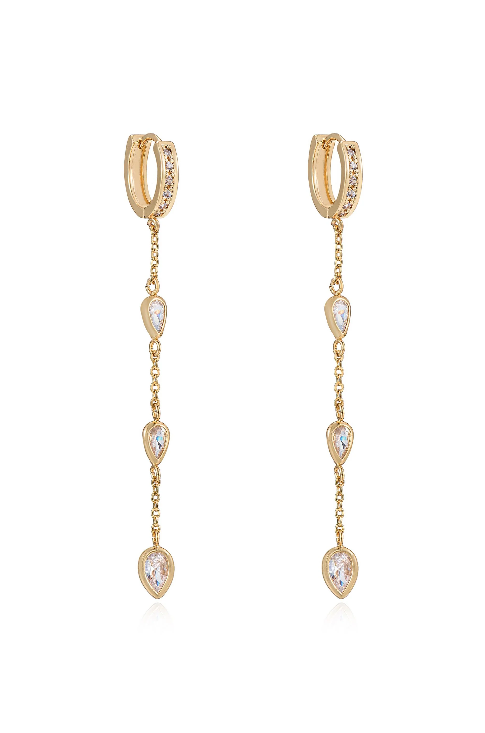 Bezel Crystal Huggie Dangle Earrings