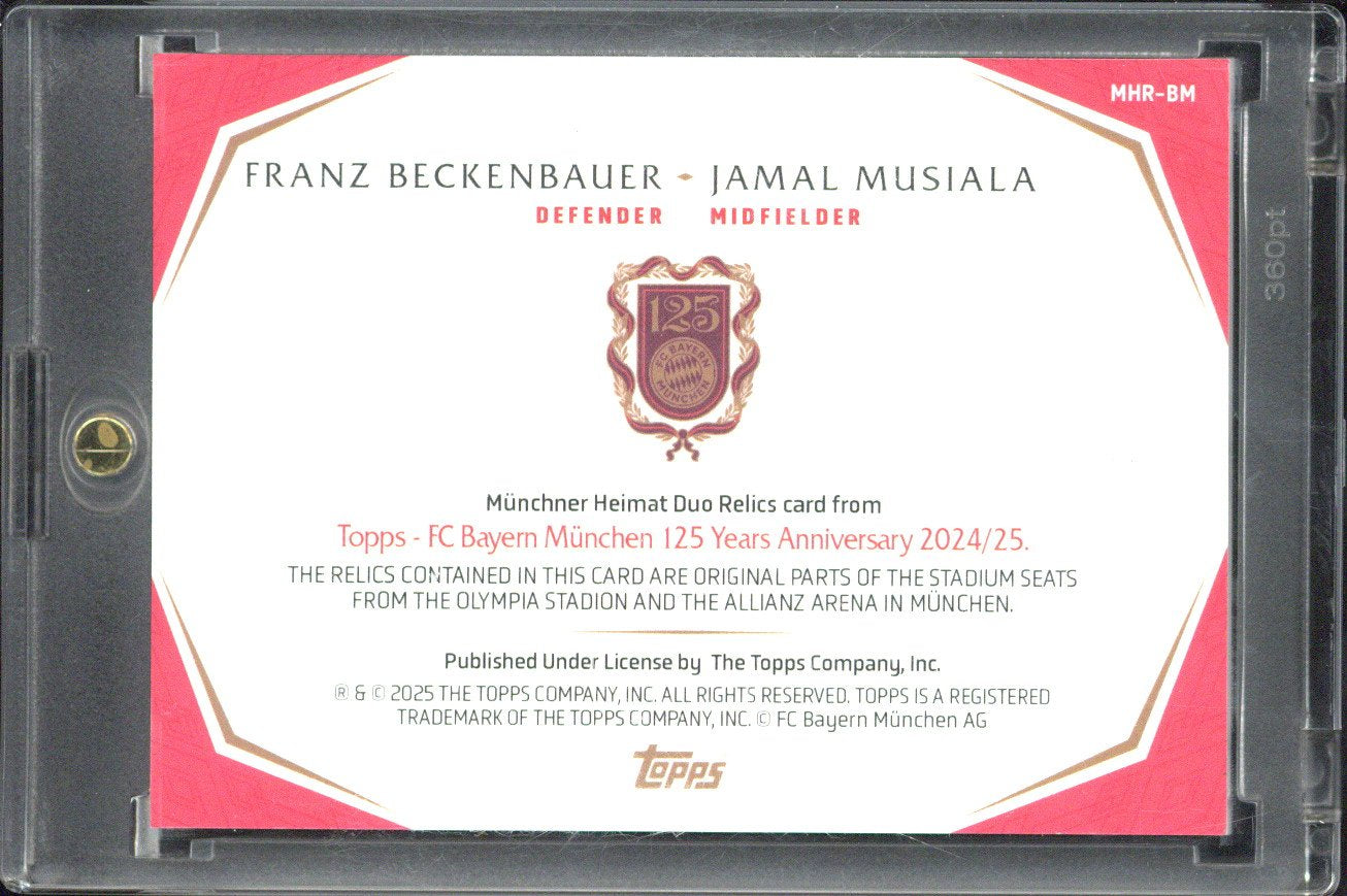 2024-25 Topps FC Bayern 125 Years Anniversary Franz Beckenbauer / Jamal Musiala Seat Relic /33