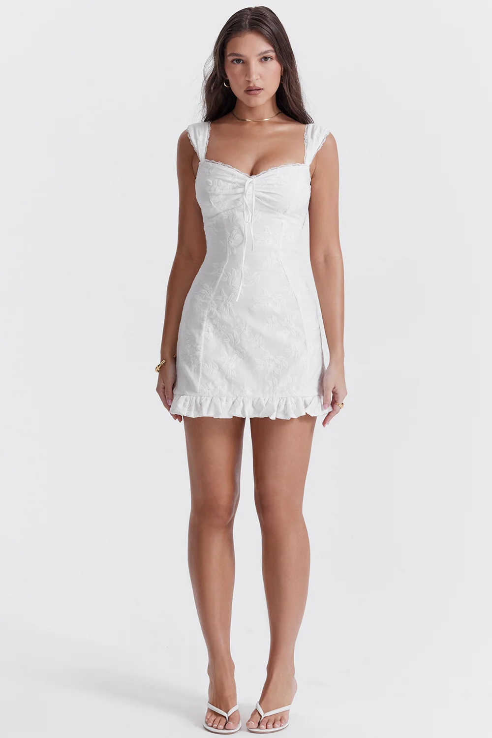 white embroidered mini dress