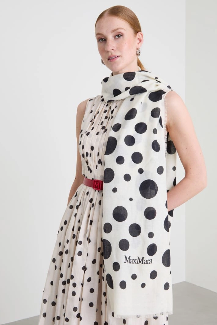 Cashmere and silk stole - CREAM BLACK