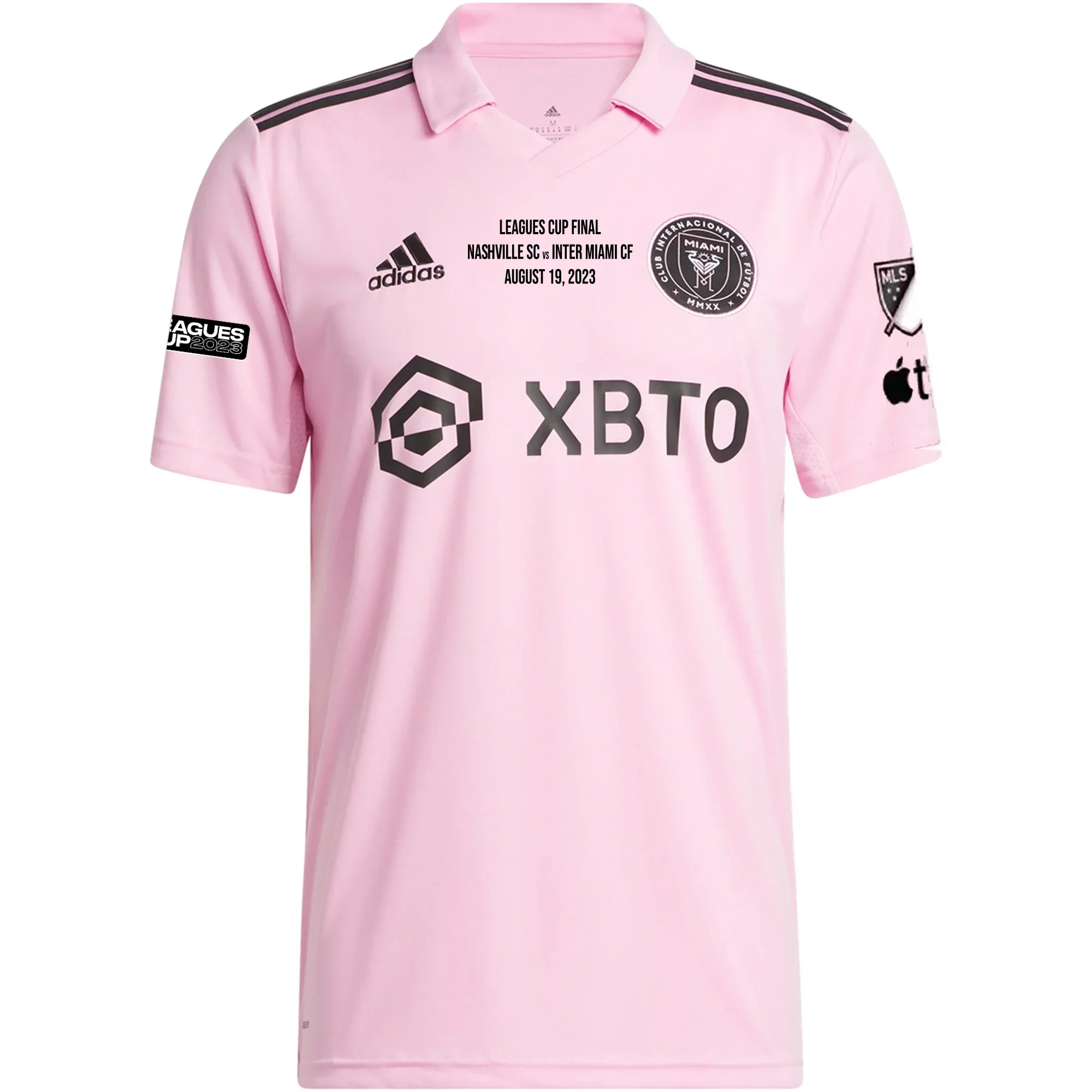 Inter Miami Lionel Messi Home Jersey 23/24 w/ MLS + Leagues Cup Patch + Match Details (True Pink/Black)