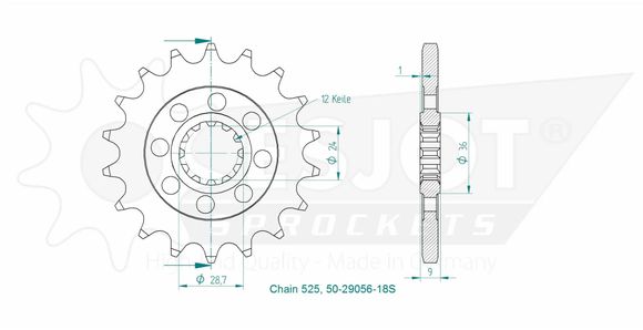 Esjot 18 tooth gearbox output pinionRef: ESJO00078A / 12122385