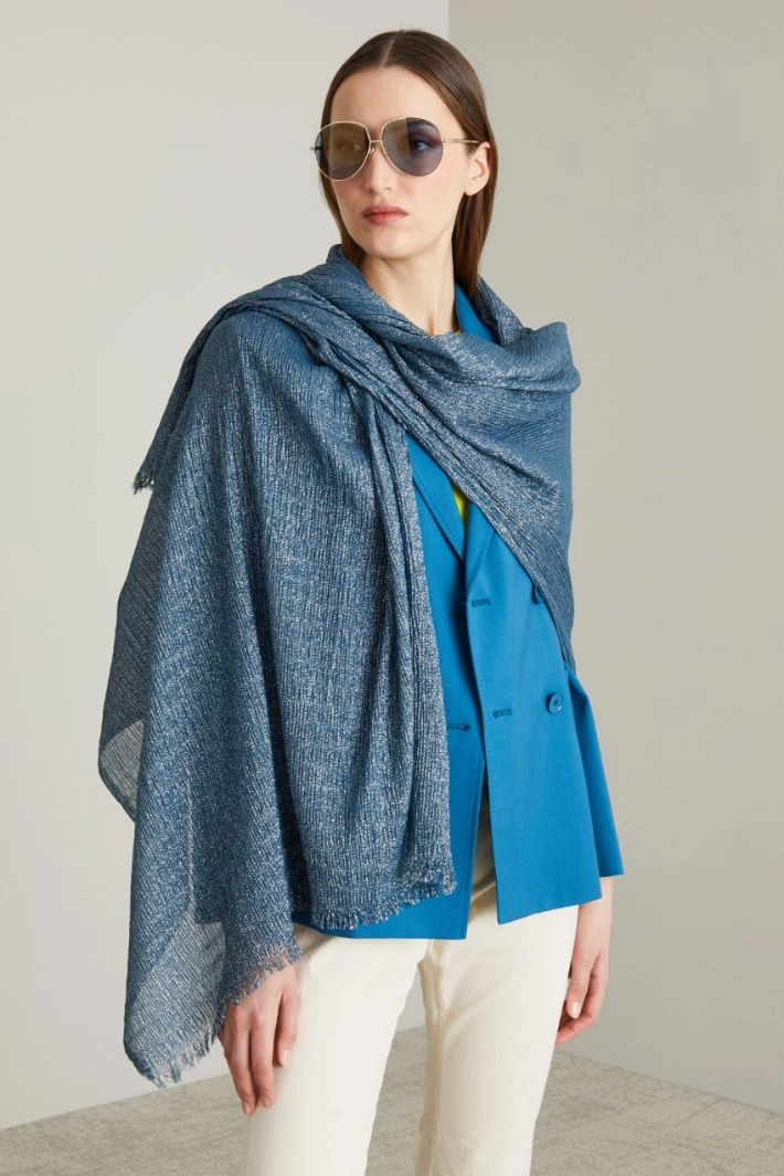 Pleated lurex stole - BLUE