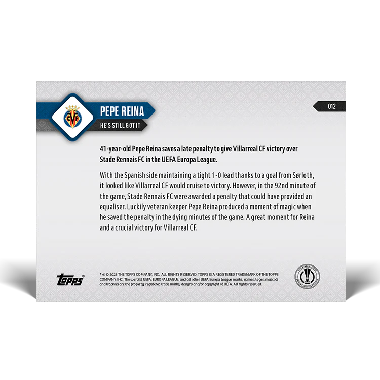 Topps UK - Pepe Reina - He's still got it - UEL TOPPS NOW® Card #12